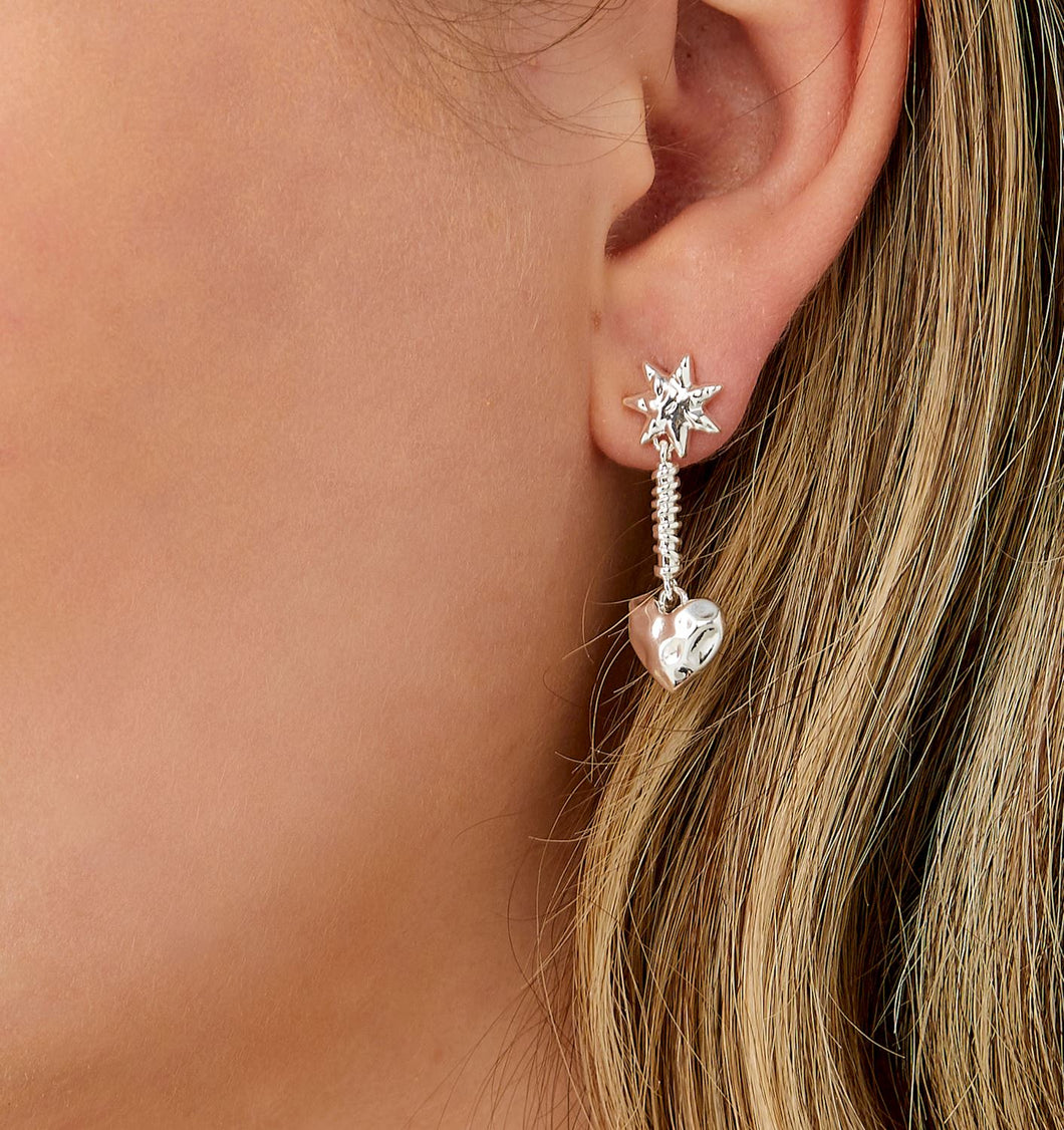 Heart Drop Stud Earrings