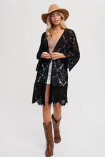 Load image into Gallery viewer, Crochet Lace Cardigan - Black
