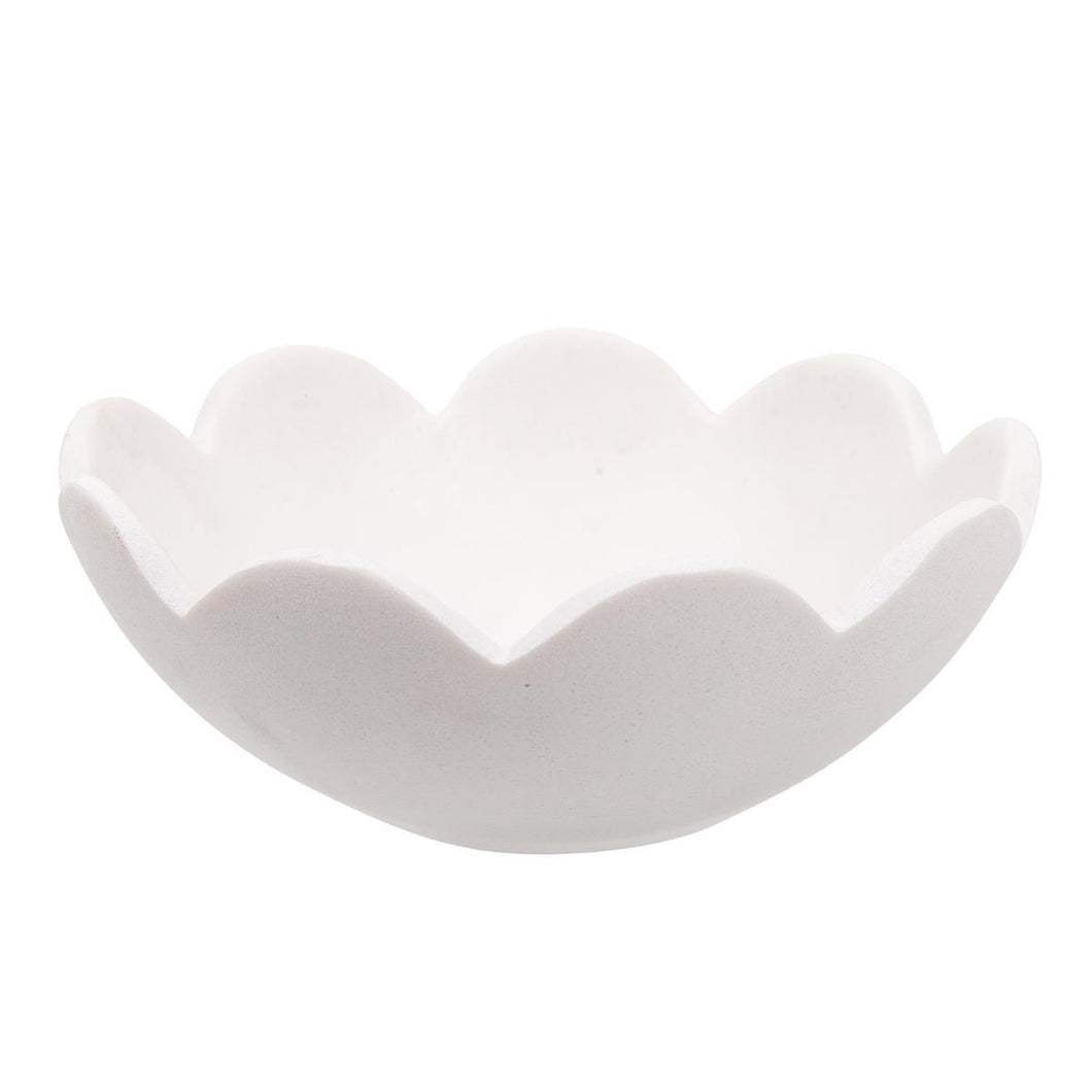 White Bowl W/Scallop Marble