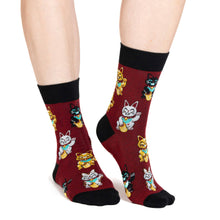 Load image into Gallery viewer, Good Luck Sock - Women's Lucky Waving Cat Socks
