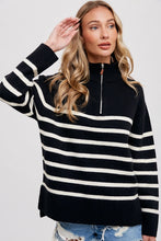 Load image into Gallery viewer, Sophie Quarter Zip Up Stripe Pullover
