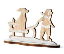Load image into Gallery viewer, Wood Christmas Kids Pulling Sled
