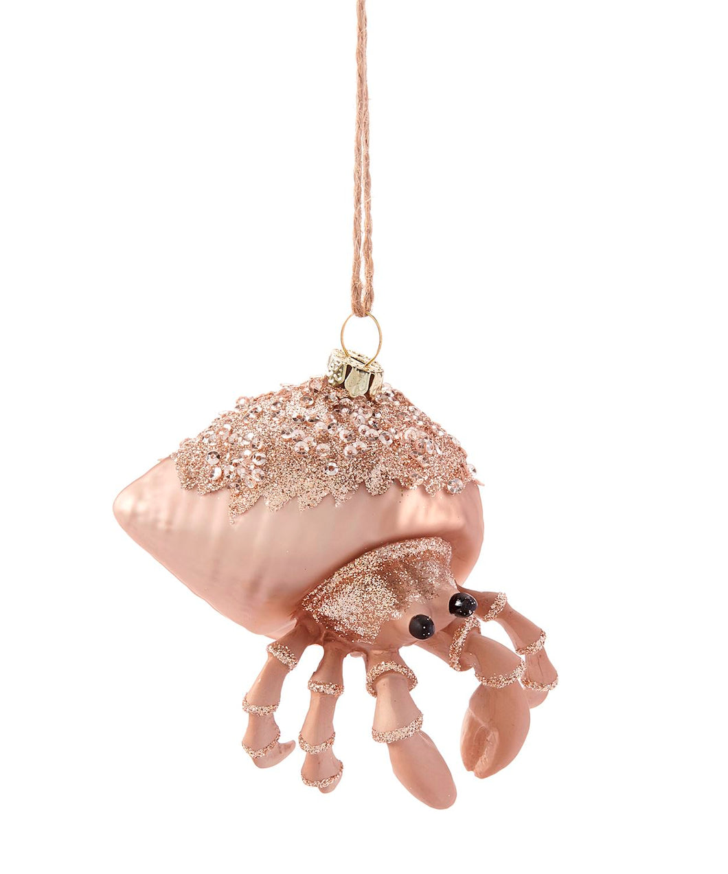 Rose Gold Shimmer Crab Glass Ornament