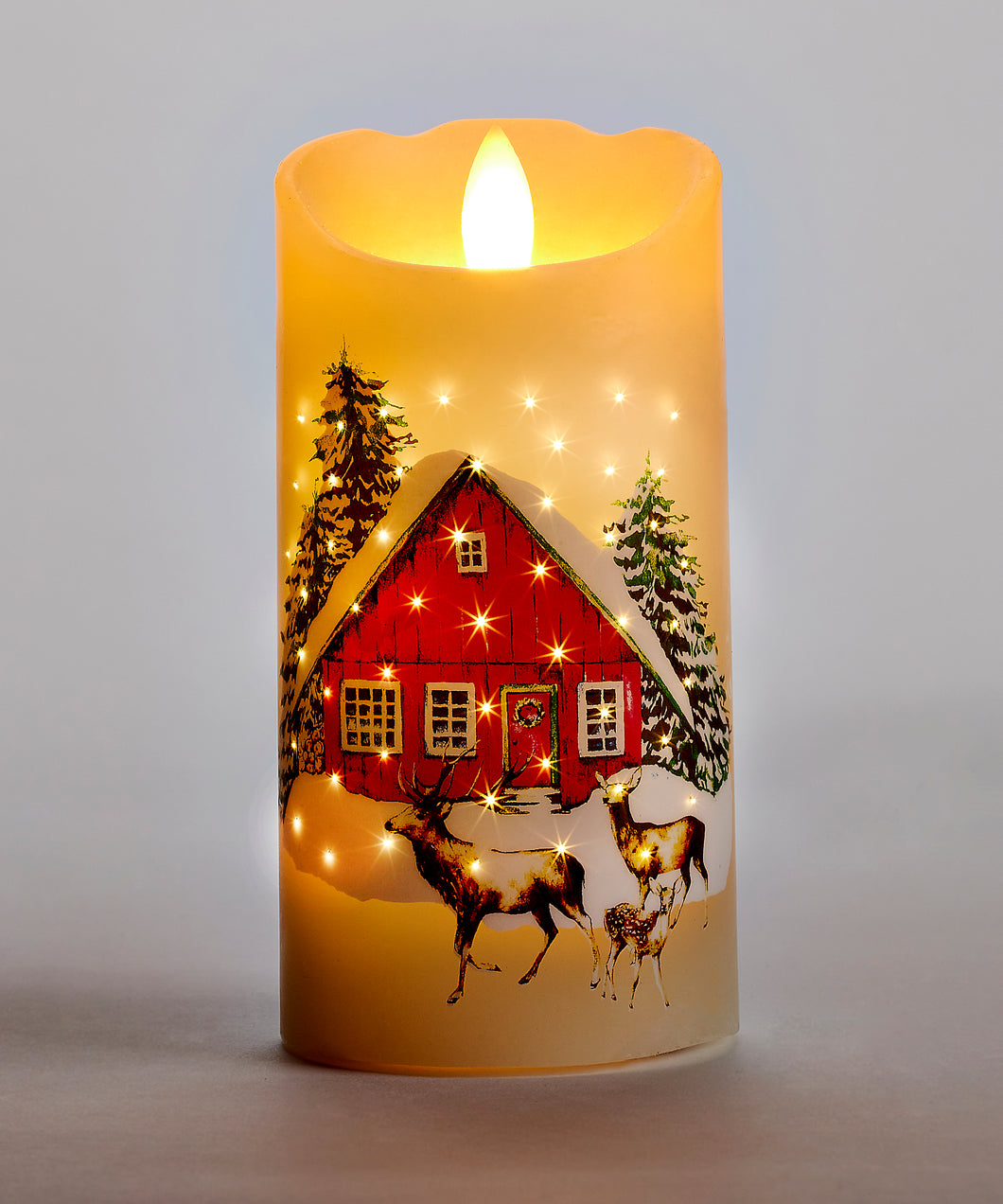 Fiber Optic LED Candle W/Timer - Reindeer
