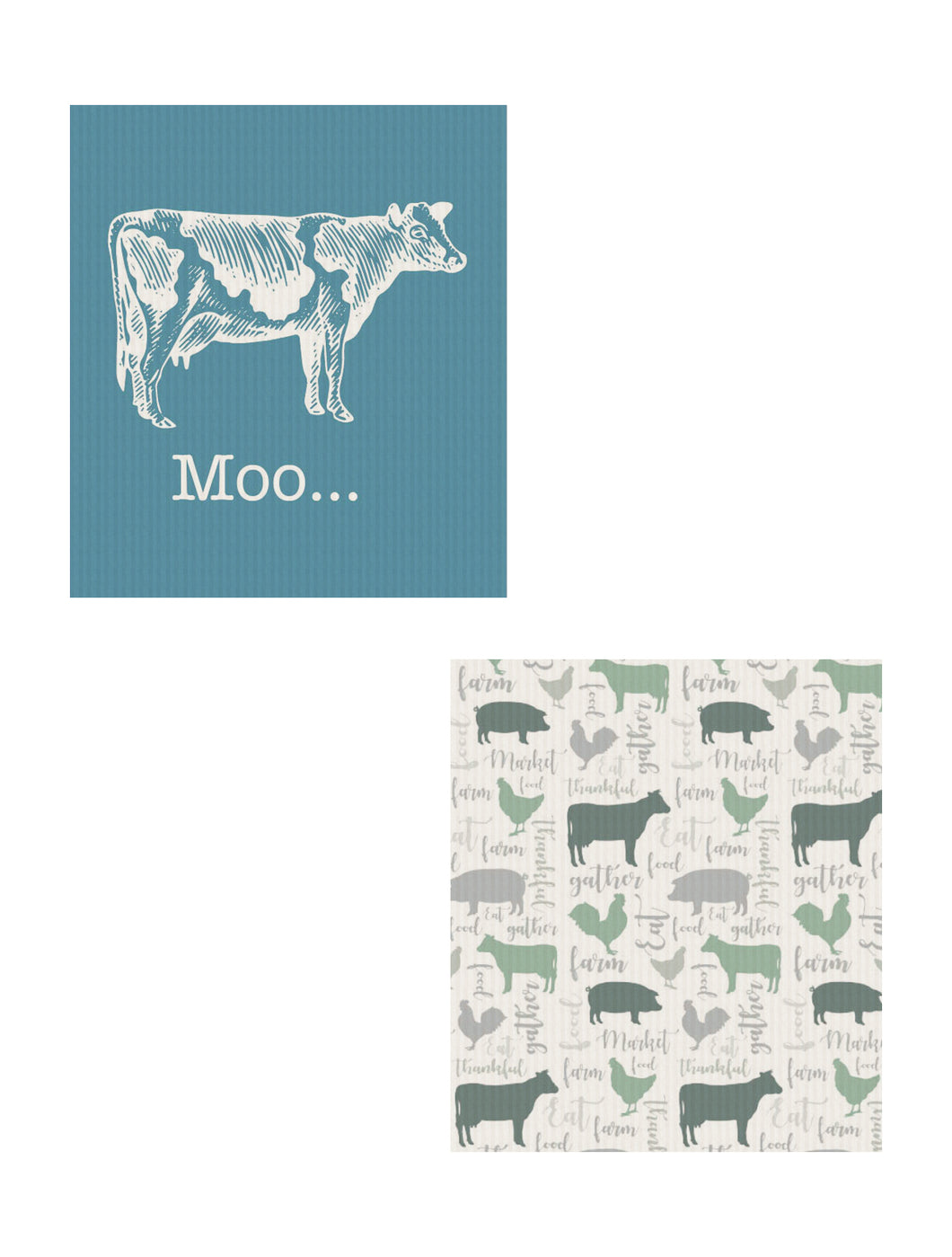 Reusable Dish Cloth Set of 2 - Cow