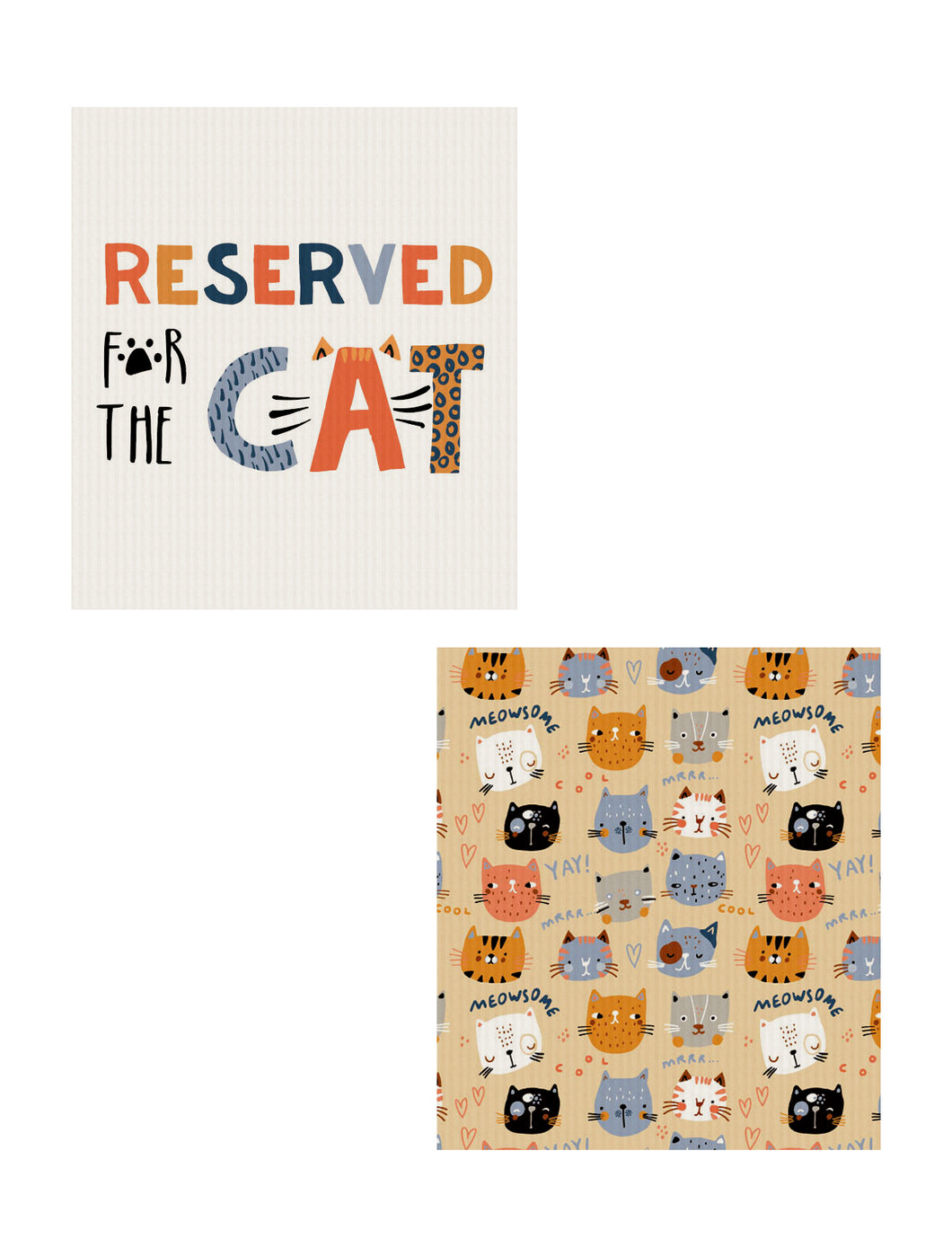 Reusable Dish Cloth Set of 2 - Reserved Cat