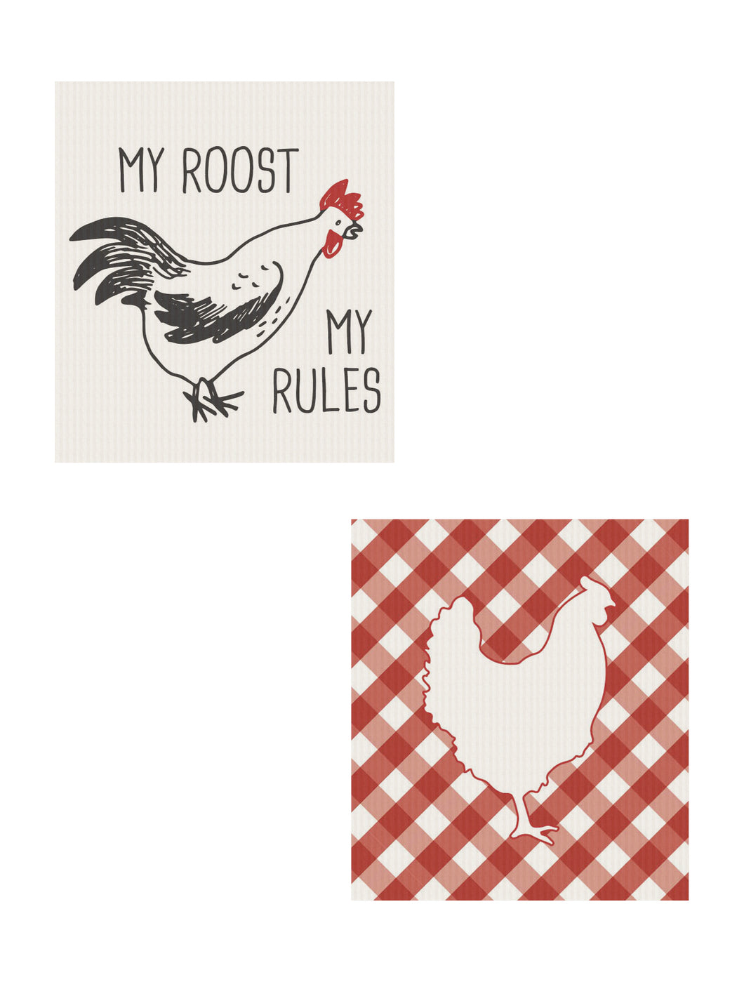 Reusable Dish Cloth Set of 2 - Rooster Rules