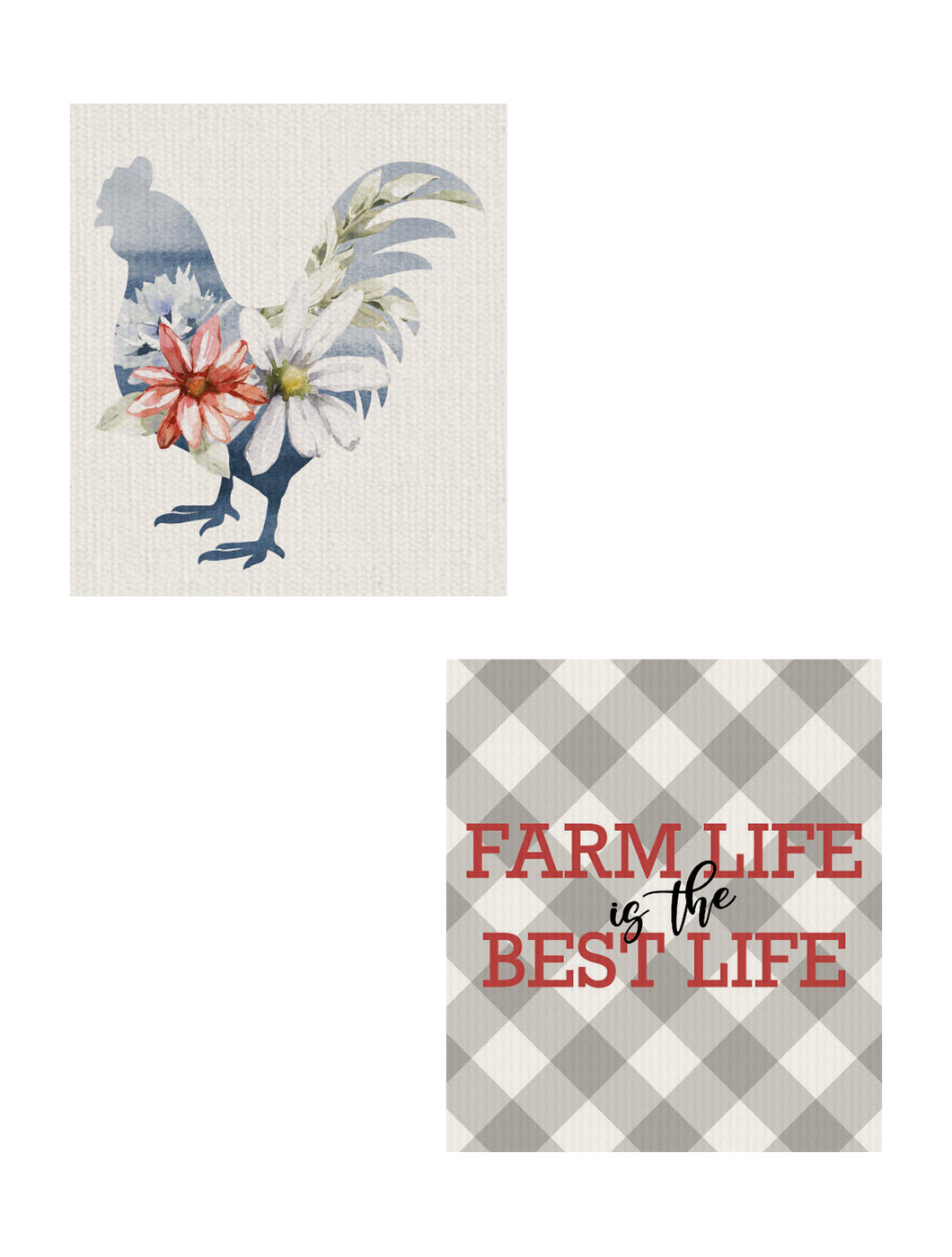 Reusable Dish Cloth Set of 2 - Rooster Check
