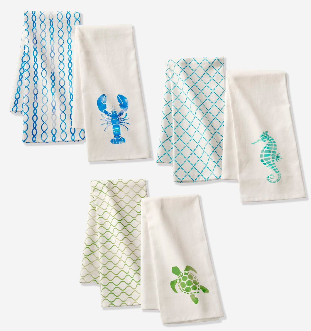 Marine Life Cotton Tea Towel Set