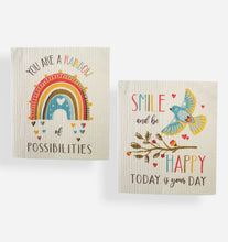 Load image into Gallery viewer, Reusable Dish Cloth Set of 2 - Happy Sentiment

