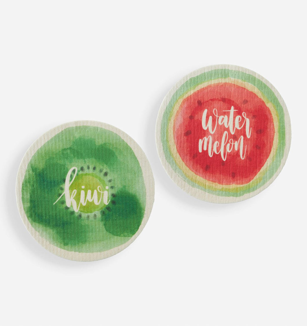 Reusable Dish Cloth Round Set of 2 - Fruits