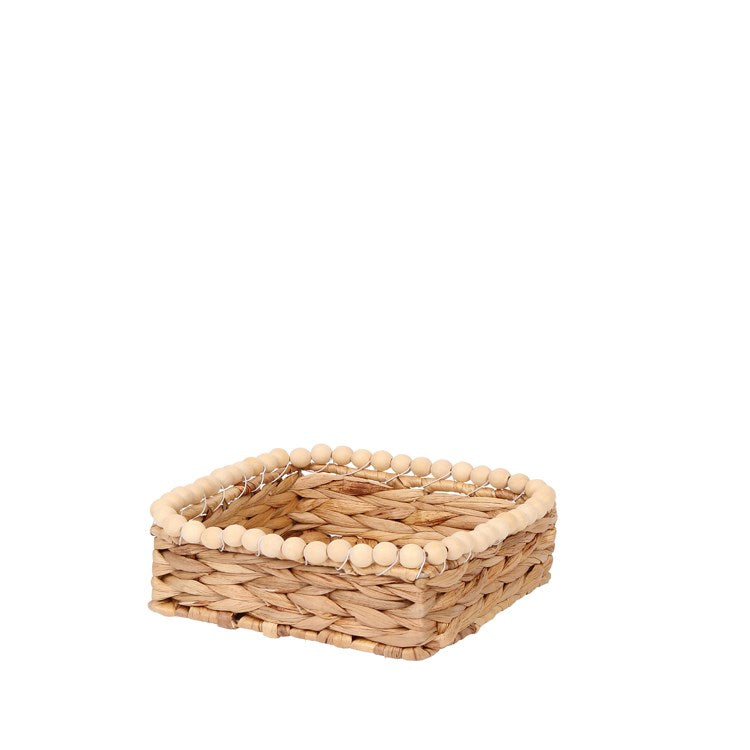 Palma Beaded Woven Basket Natural