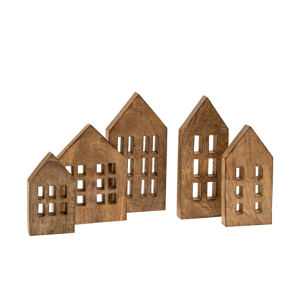 Wooden Winter House S/5 - Natural