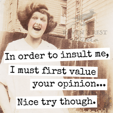Load image into Gallery viewer, Raven's Rest Studio - Magnet. In Order To Insult Me, I Must First Value Your...
