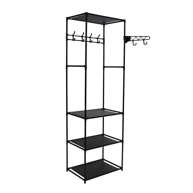 Luciano Home Coat Rack With Garment Hanger & 4-Tier Storage Shelves