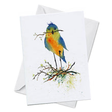 Load image into Gallery viewer, Oladesign - Greeting Card - Nesting - Colourful Watercolour Bird 
