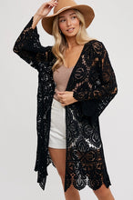 Load image into Gallery viewer, Crochet Lace Cardigan - Black
