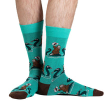 Load image into Gallery viewer, Good Luck Sock - Men's Bigfoot Riding Loch Ness Monster Socks
