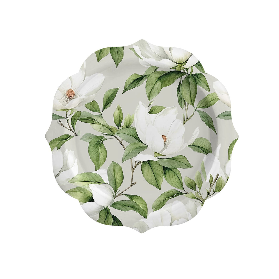 White Blossom Paper Dessert Plates S/8