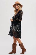 Load image into Gallery viewer, Crochet Lace Cardigan - Black
