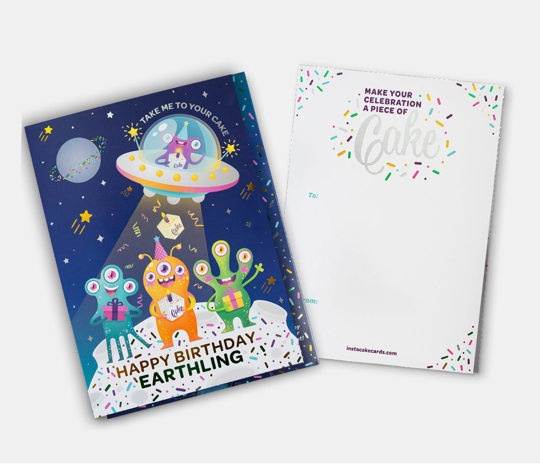 Alien Happy Birthday Cake Card