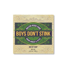 Load image into Gallery viewer, Boys Don't Stink Soap Bar Warm Amber &amp; Spice
