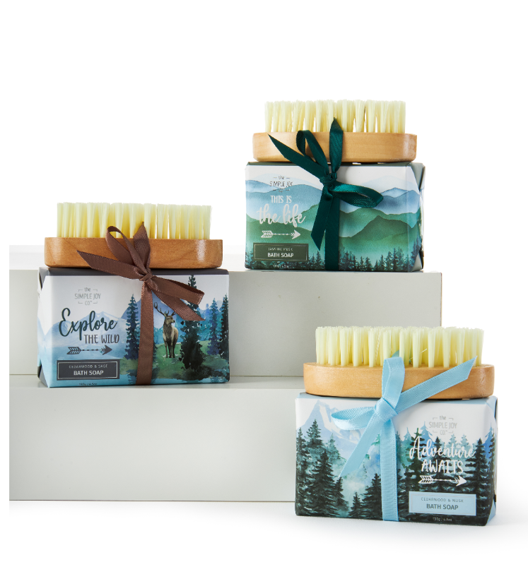 Natural Woods Bath Soap & Nail Brush Gift Set