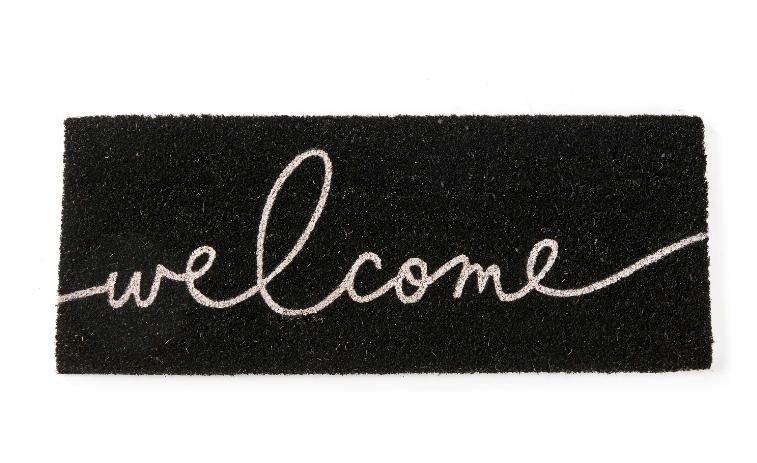 Black & White Welcome Coir Door Mat