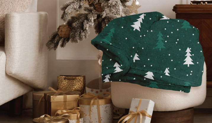 Tree Printed Sherpa Throw