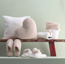 Load image into Gallery viewer, Pearl Accent Heart Shaped Cushion - Tan
