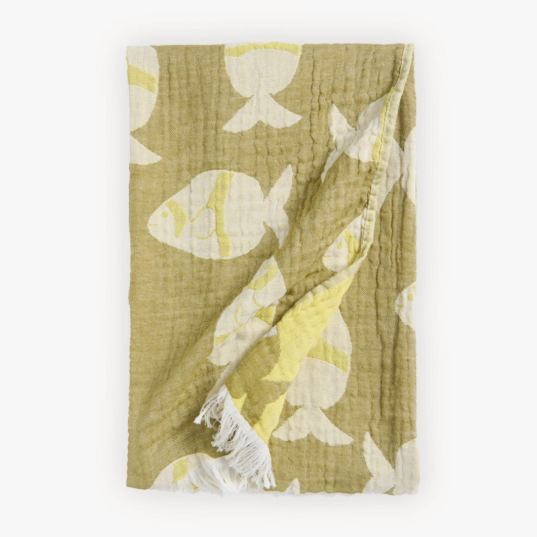 Towel - Fish - Lime/Khaki