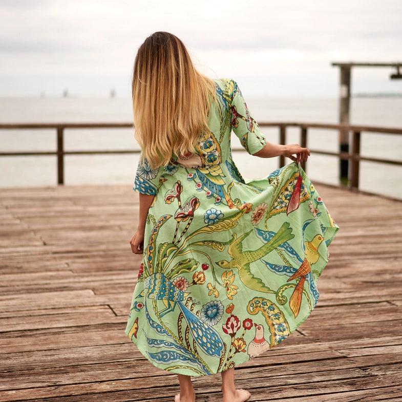 Cotton Maxi Boho Dress - Somewhere Beyond The Sea