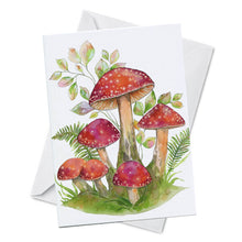 Load image into Gallery viewer, Oladesign - Greeting Card - Magic - Watercolor Red Mushrooms and Fern
