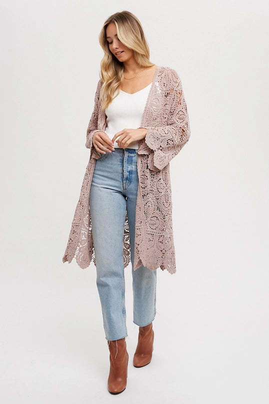 Crochet Lace Cardigan - Latte