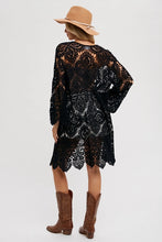 Load image into Gallery viewer, Crochet Lace Cardigan - Black
