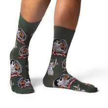Load image into Gallery viewer, Good Luck Sock - Men's Raccoon Eating Trash Socks
