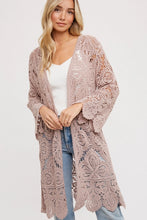 Load image into Gallery viewer, Crochet Lace Cardigan - Latte
