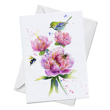 Load image into Gallery viewer, Oladesign - Greeting Card - Gathering - Watercolour Bird Flowers Bee

