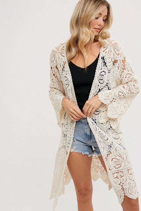Crochet Lace Cardigan - Natural