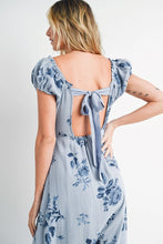 Load image into Gallery viewer, Floral Print Smocked Babydoll Maxi Dress - Chambray
