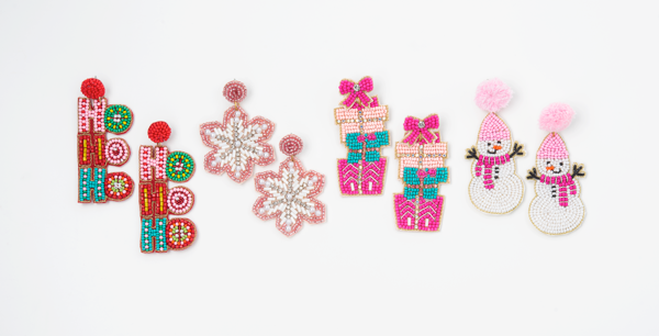 Bright Holiday Beaded Earrings
