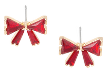 Load image into Gallery viewer, Holiday Crystal Bow Earrings
