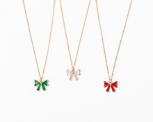 Load image into Gallery viewer, Holiday Crystal Bow Necklace
