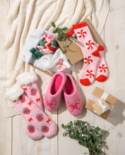 Load image into Gallery viewer, Bright Holiday Slipper Socks
