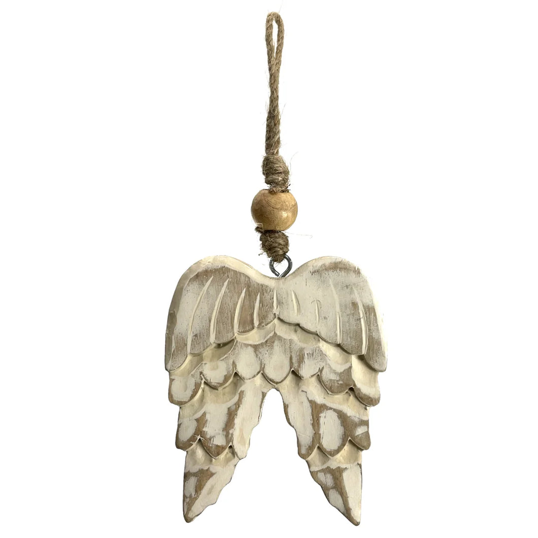 Mango Wood Ornament - Angel Wings Vintage 4