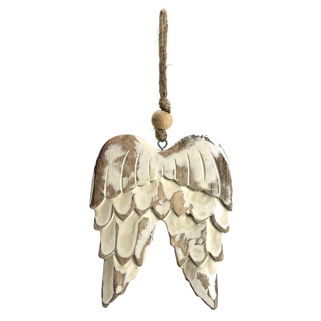 Mango Wood Ornament - Angel Wings Vintage 6