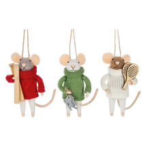 Load image into Gallery viewer, Mice Winter Sport Ornament
