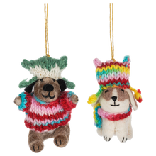 Load image into Gallery viewer, Handcrafted Winter Pup Ornament
