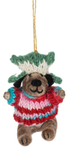 Load image into Gallery viewer, Handcrafted Winter Pup Ornament
