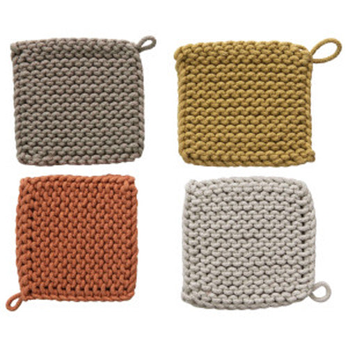 Square Cotton Crocheted Trivet - Boho